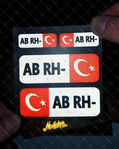 BT08 Reflektif AB Rh Negatif (-) Kan Grubu Etiket Seti