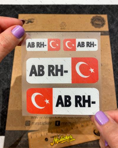 BT08 Reflektif AB Rh Negatif (-) Kan Grubu Etiket Seti
