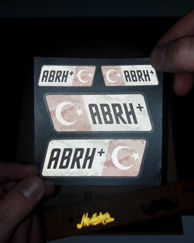 BT17 Reflektif AB Rh Pozitif (+) Kan Grubu Etiket Seti