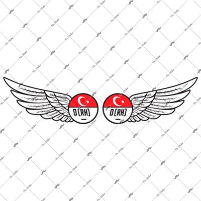 BT20 Reflektif Kanat Desenli 0 Rh Negatif (-) Kan Grubu Etiket Seti