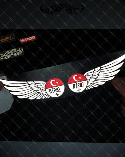 BT21 Reflektif Kanat Desenli 0 Rh Pozitif (+) Kan Grubu Etiket Seti