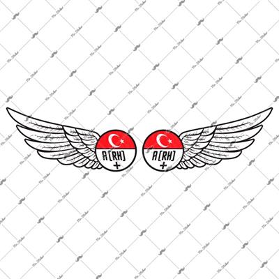 BT22 Reflektif Kanat Desenli A Rh Pozitif (+) Kan Grubu Etiket Seti