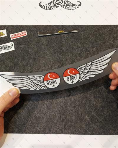 BT24 Reflektif Kanat Desenli B Rh Pozitif (+) Kan Grubu Etiket Seti