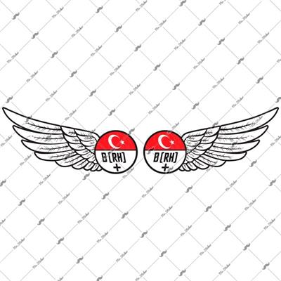 BT24 Reflektif Kanat Desenli B Rh Pozitif (+) Kan Grubu Etiket Seti