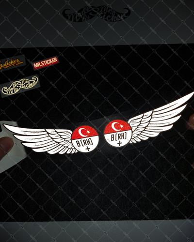 BT24 Reflektif Kanat Desenli B Rh Pozitif (+) Kan Grubu Etiket Seti