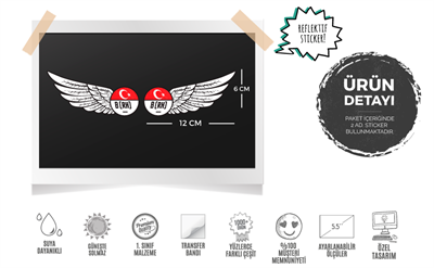 BT25 Reflektif Kanat Desenli B Rh Negatif (-) Kan Grubu Etiket Seti