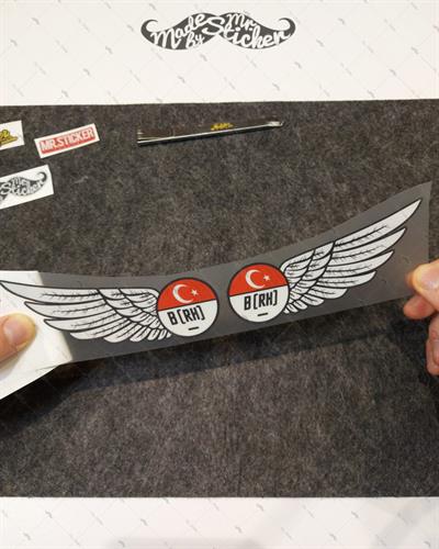 BT25 Reflektif Kanat Desenli B Rh Negatif (-) Kan Grubu Etiket Seti