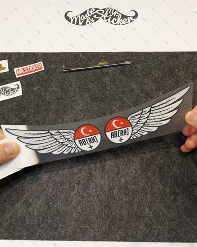 BT26 Reflektif Kanat Desenli AB Rh Pozitif (+) Kan Grubu Etiket Seti