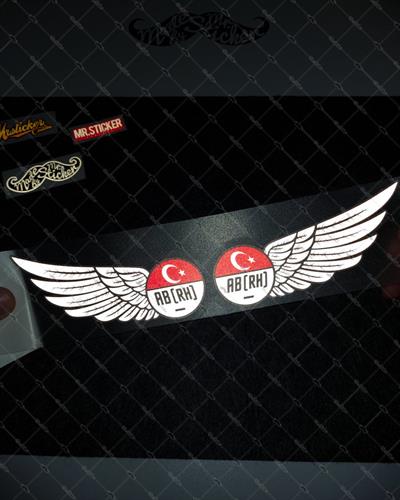 BT27 Reflektif Kanat Desenli AB Rh Negatif (-) Kan Grubu Etiket Seti