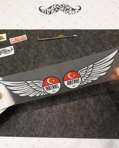 BT27 Reflektif Kanat Desenli AB Rh Negatif (-) Kan Grubu Etiket Seti