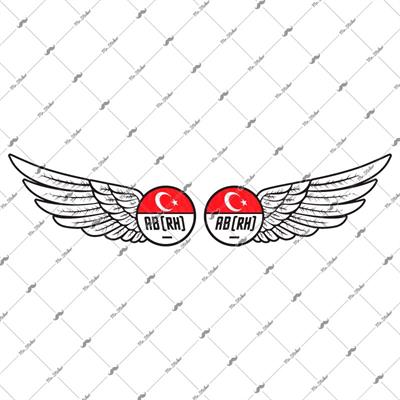 BT27 Reflektif Kanat Desenli AB Rh Negatif (-) Kan Grubu Etiket Seti