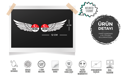 BT27 Reflektif Kanat Desenli AB Rh Negatif (-) Kan Grubu Etiket Seti