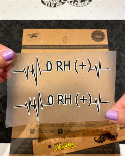 BT42S Kalp Ritmi Desenli 0 Rh Pozitif (+) Kan Grubu Etiketi - 2 li Set