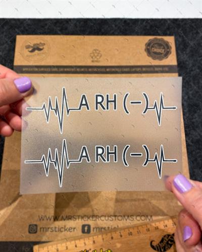 BT44S Kalp Ritmi Desenli A Rh Negatif (-) Kan Grubu Etiketi - 2 li Set