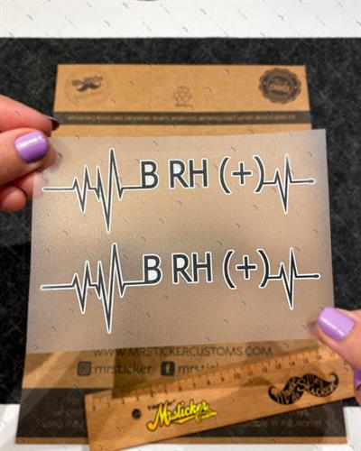 BT45S Kalp Ritmi Desenli B Rh Pozitif (+) Kan Grubu Etiketi - 2 li Set