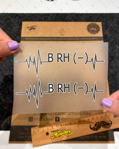 BT46S Kalp Ritmi Desenli B Rh Negatif (-) Kan Grubu Etiketi - 2 li Set