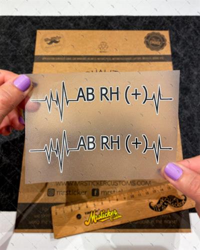 BT47S Kalp Ritmi Desenli AB Rh Pozitif (+) Kan Grubu Etiketi - 2 li Set
