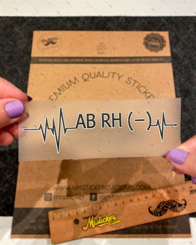 BT48S Kalp Ritmi Desenli AB Rh Negatif (-) Kan Grubu Etiketi - 2 li Set