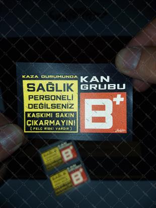 BT65 Kaskimi Cikarma Yazili B Rh Pozitif (+) Kan Grubu Etiketi