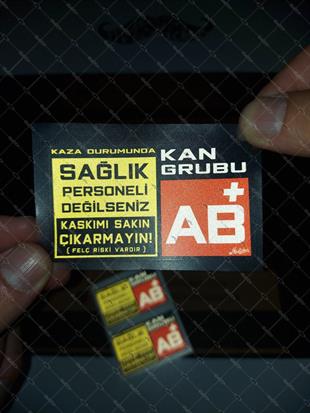 BT67 Kaskimi Cikarma Yazili AB Rh Pozitif (+) Kan Grubu Etiketi
