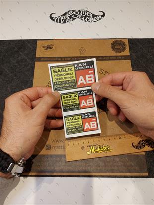 BT68-Kaskimi Cikarma Yazili AB Rh Negatif (-) Kan Grubu Etiketi