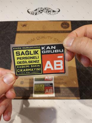 BT68-Kaskimi Cikarma Yazili AB Rh Negatif (-) Kan Grubu Etiketi