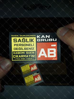 BT68-Kaskimi Cikarma Yazili AB Rh Negatif (-) Kan Grubu Etiketi
