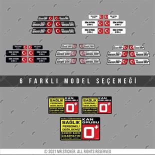 BT90 Uyari Seti + 6 lı Isme Ozel Reflektif Kan Grubu Seti