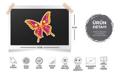 BTF3 Pembe Turuncu Kelebek Etiketi