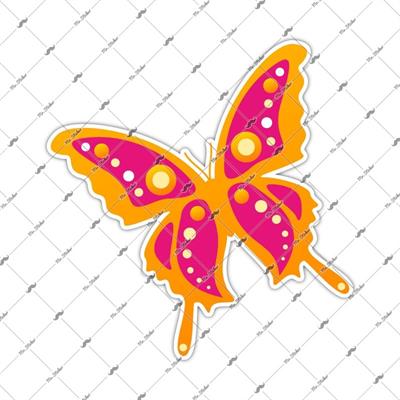 BTF3 Pembe Turuncu Kelebek Etiketi