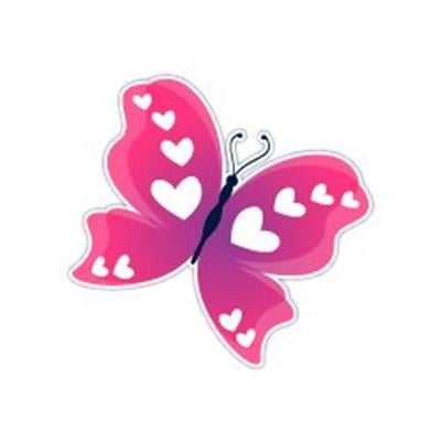 BTF4 Pembe Kalpli Kelebek Etiketi