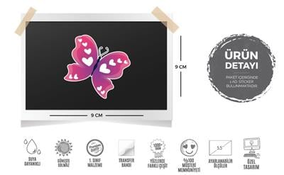 BTF4 Pembe Kalpli Kelebek Etiketi