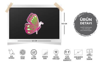 BTF5 Yesil Pembe Kelebek Etiketi