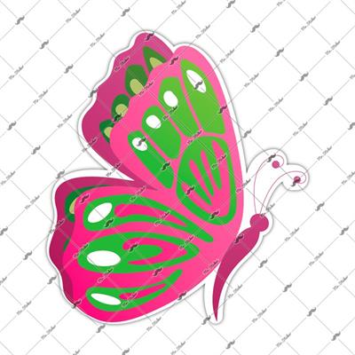 BTF5 Yesil Pembe Kelebek Etiketi
