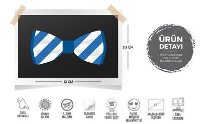 BWTM5 Mavi Beyaz Cizgili Papyon Etiketi