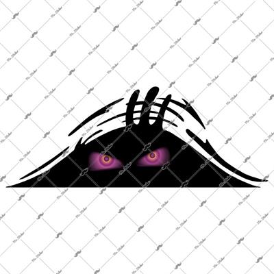 CAR12 Yari Reflektif Bagajdan Bakan Mor Canavar Gozler Etiketi