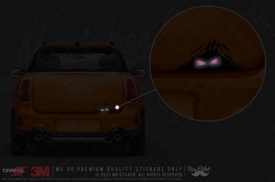 CAR12 Yari Reflektif Bagajdan Bakan Mor Canavar Gozler Etiketi