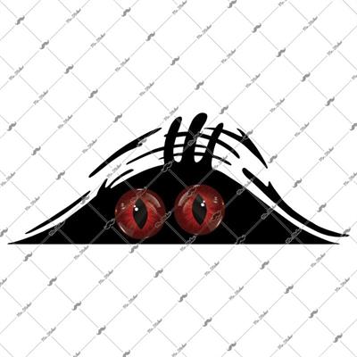 CAR13 Yari Reflektif Bagajdan Bakan Kirmizi Canavar Gozler Etiketi