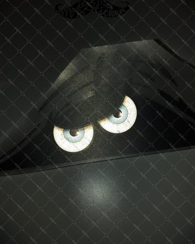 CAR7 Yari Reflektif Bagajdan Bakan Kizgin Mavi Gozler Etiketi