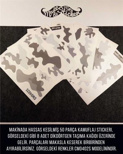 CMO402M - Kask ve Motosiklet Kaplamaya Uygun 50 Parca Kucuk Boy Kamuflaj Seti