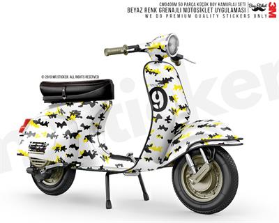 CMO406M - Kask ve Motosiklet Kaplamaya Uygun 50 Parca Kucuk Boy Kamuflaj Seti