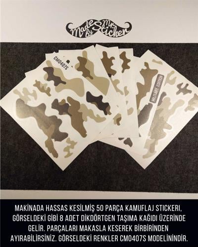 CMO407L - Motosiklet Kaplamaya Uygun 50 Parca Orta Boy Kamuflaj Seti