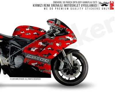CMO408L - Motosiklet Kaplamaya Uygun 50 Parca Orta Boy Kamuflaj Seti