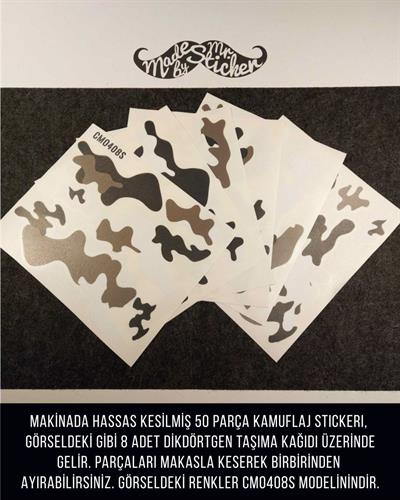 CMO408M - Kask ve Motosiklet Kaplamaya Uygun 50 Parca Kucuk Boy Kamuflaj Seti