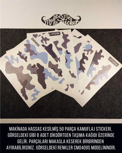 CMO409M - Kask ve Motosiklet Kaplamaya Uygun 50 Parca Kucuk Boy Kamuflaj Seti