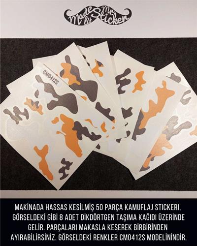 CMO412L - Motosiklet Kaplamaya Uygun 50 Parca Orta Boy Kamuflaj Seti
