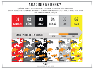 CMO412XS - Bisiklet Kaplamaya Uygun 34 Parca Kamuflaj Seti (Beyaz, Turuncu, Fume Renk)