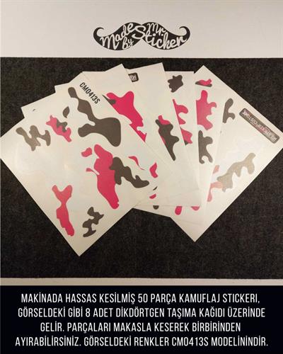 CMO413L - Motosiklet Kaplamaya Uygun 50 Parca Orta Boy Kamuflaj Seti