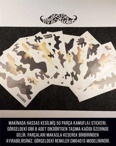 CMO414M - Kask ve Motosiklet Kaplamaya Uygun 50 Parca Kucuk Boy Kamuflaj Seti