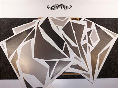 CMO501M - 45 Parca Ucgen Kamuflaj Seti - (Siyah-Gri-Fume)